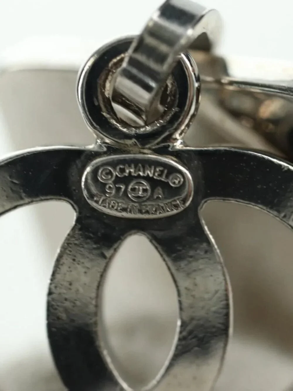 CHANEL COCO Mark Bracelet metal Silver CC Auth LNZ837V